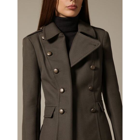 French Connection Erno Wool Short Military Jacket - Size 0 - Dark Olive - Picture 2 of 9